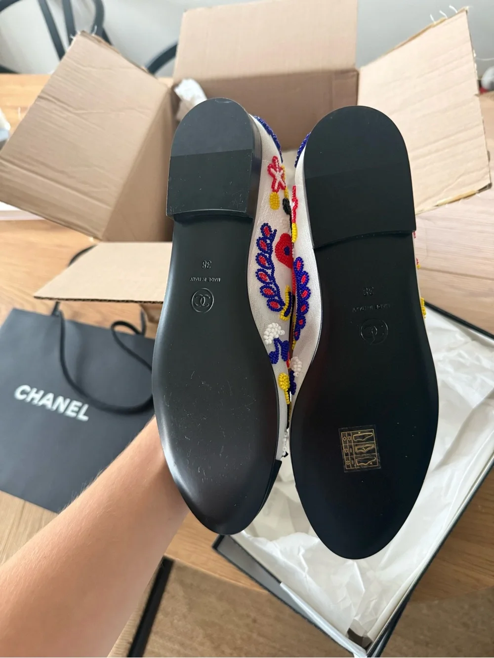 Chanel Coco Beach ‘26 Embroidered Mesh / Grosgrain Flats BRAND NEW IN BOX